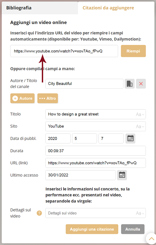 Come citare un video di YouTube con Grafiati