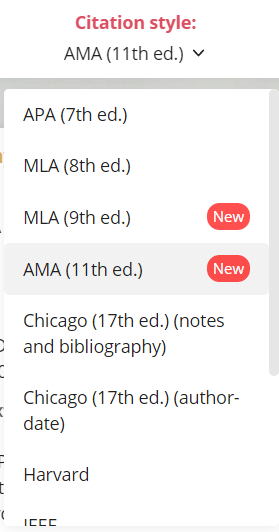 New citation style – AMA (11th ed.)