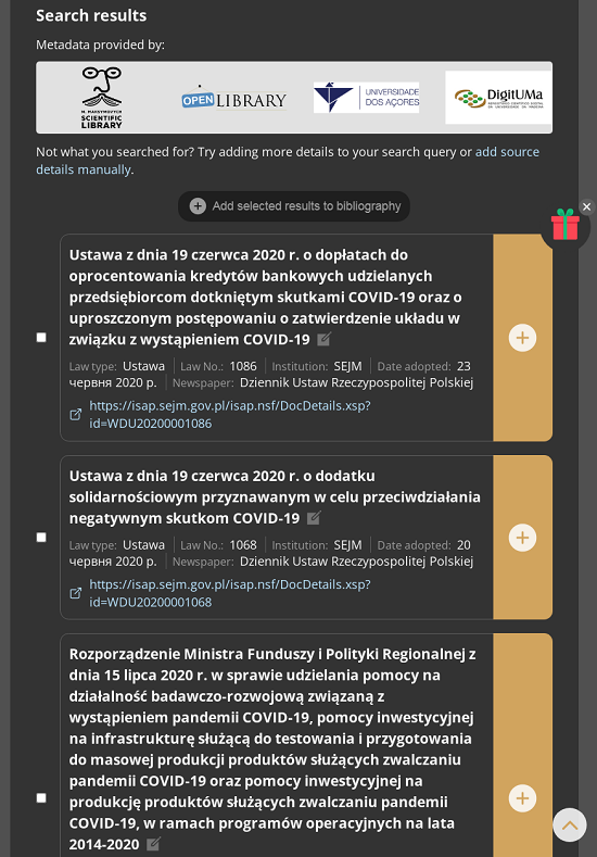 Polish laws in the catalogues