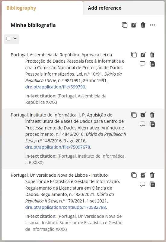 Bibliographic references to Portuguese laws