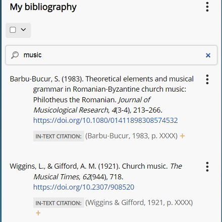 Sources filtered in bibliography