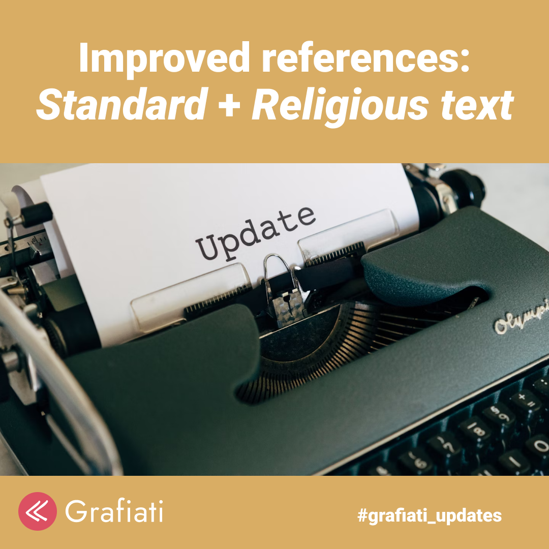 Improvements for source types ‘Standard’ and ‘Religious text’